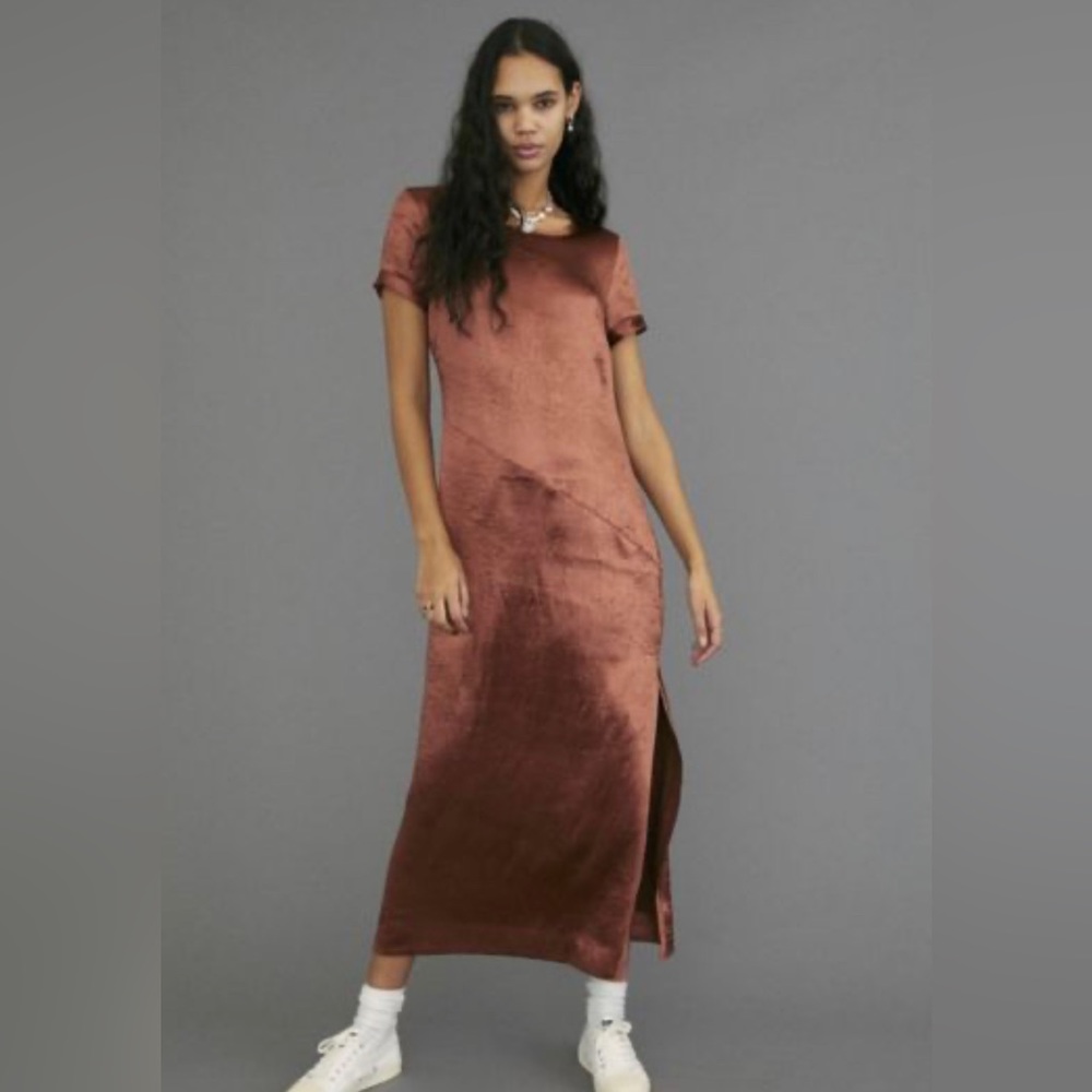 Cooper Urban Outfitters Tabi Slit Satin Midi Dress